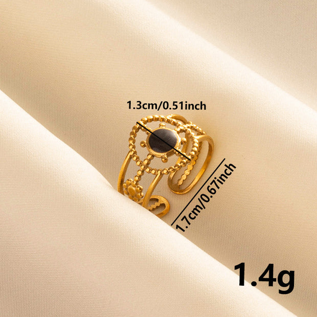 304 Stainless Steel European And American Fashion Geometry Pattern Drip Ring