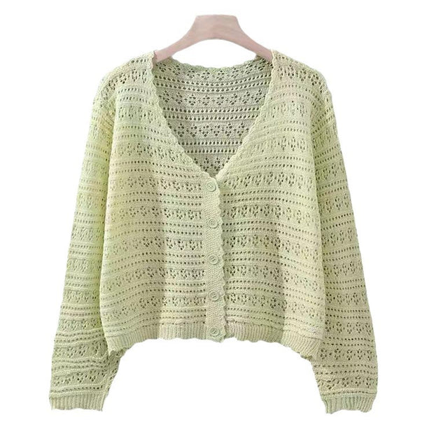 Loose Hollow Knitted Air Conditioning Shirt