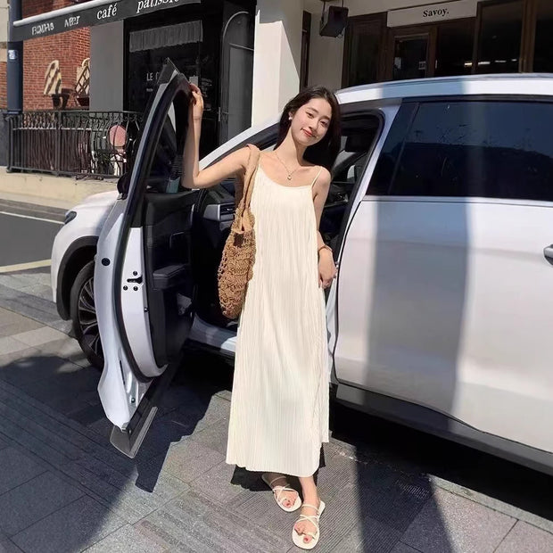 Summer Loose Temperament New Skirt Long Slimming French Style Sexy Suspenders Dress