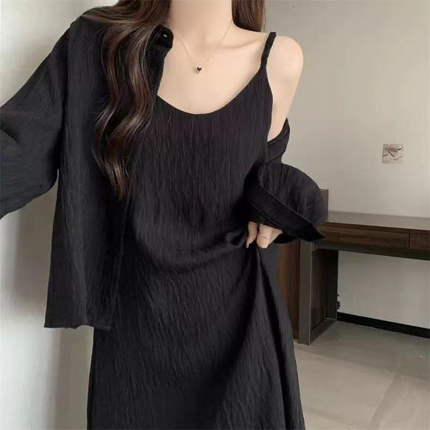 Summer Loose Temperament New Skirt Long Slimming French Style Sexy Suspenders Dress