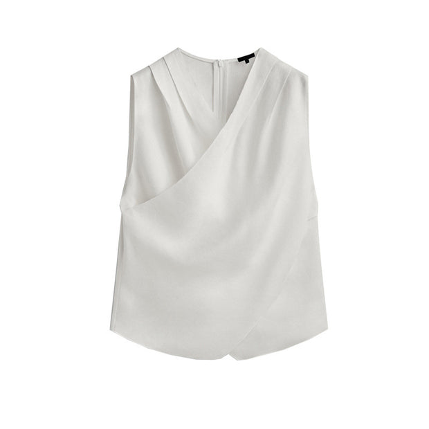 Women's Linen Blend Cross Sleeveless Vest Top