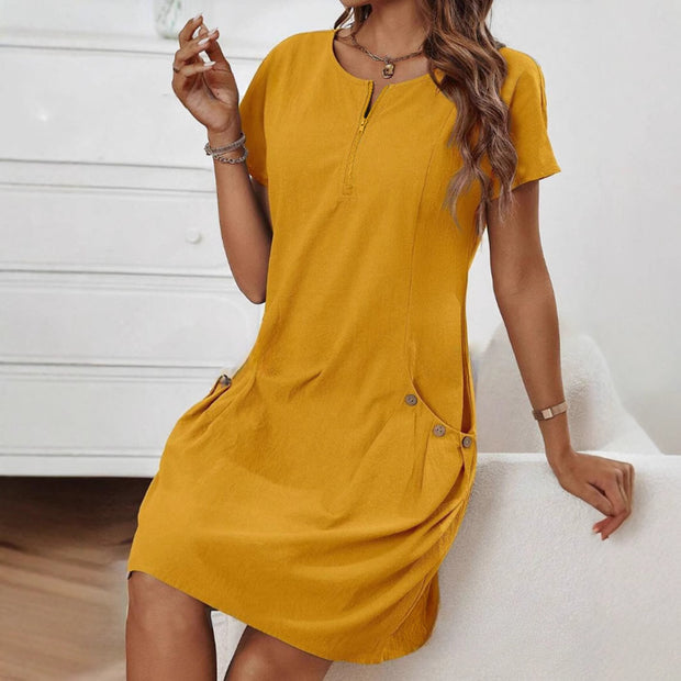 Best Selling Women's Clothes Summer Zipper Collar Dress