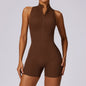 Fitness Yoga Jumpsuit With Zipper Summer Backless Shorts Jumpsuit Bodysuit For Women Clothing