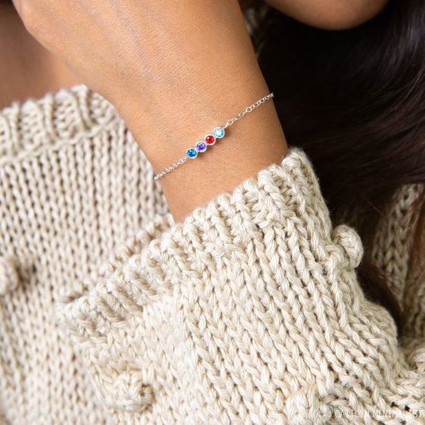 DIY Round Rainbow Zircon Birthstone Bracelet