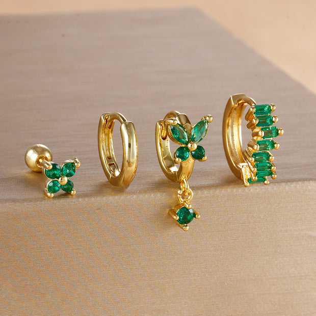 Diamond Butterfly Ear Ring Ear Clip Ear Studs Earring Set