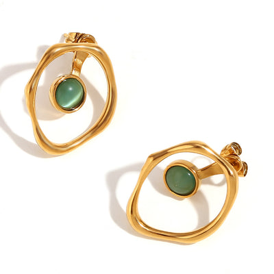 European And American Niche High Profile Retro High-grade Earrings Stainless Steel Plated 18K