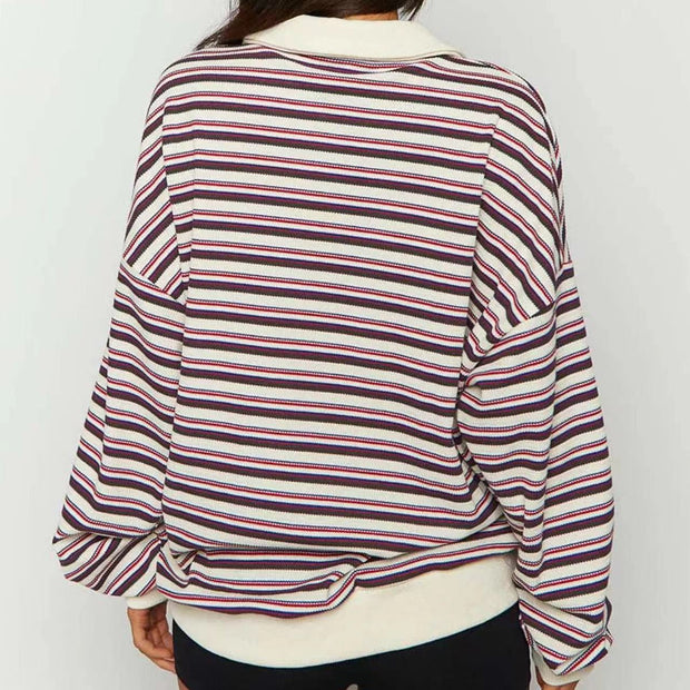 POIO Collar Loose Casual Long Sleeves Sweater  Top