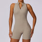 Fitness Yoga Jumpsuit With Zipper Summer Backless Shorts Jumpsuit Bodysuit For Women Clothing