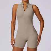 Fitness Yoga Jumpsuit With Zipper Summer Backless Shorts Jumpsuit Bodysuit For Women Clothing