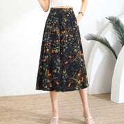Women's Pants High Waist Wide Leg Pants Polka Dot Floral Half-length