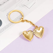 Simple Couple Girlfriends Photo Box Keychain DIY Peach Heart