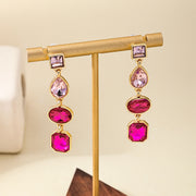 European And American Metal Color Rhinestone Ear Studs Women