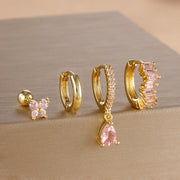 Diamond Butterfly Ear Ring Ear Clip Ear Studs Earring Set