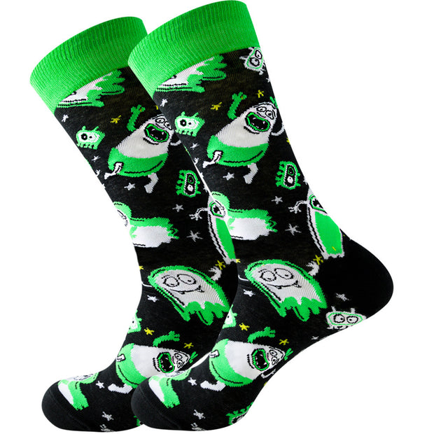 Women's Halloween Skull Alien Print Socks