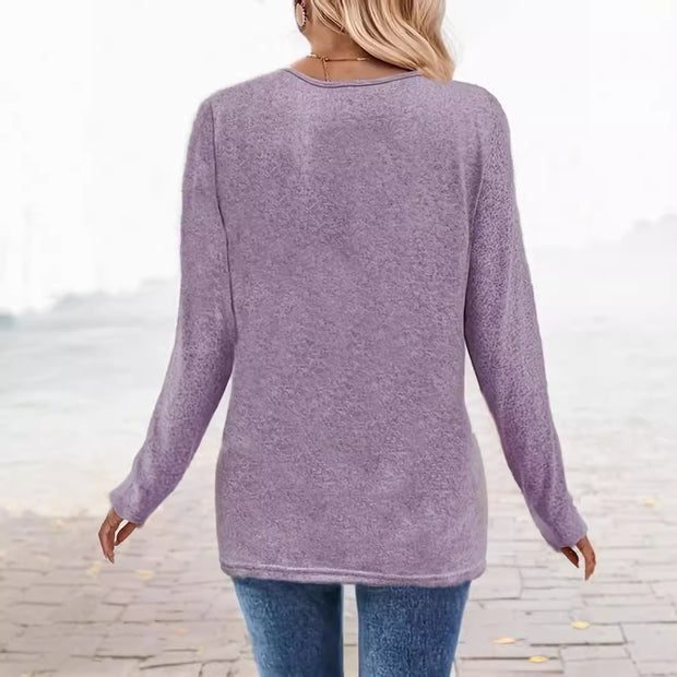 Collar Button Casual Sweater Long Sleeve T-shirt
