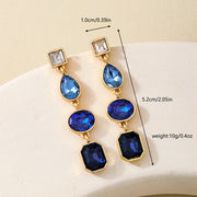European And American Metal Color Rhinestone Ear Studs Women