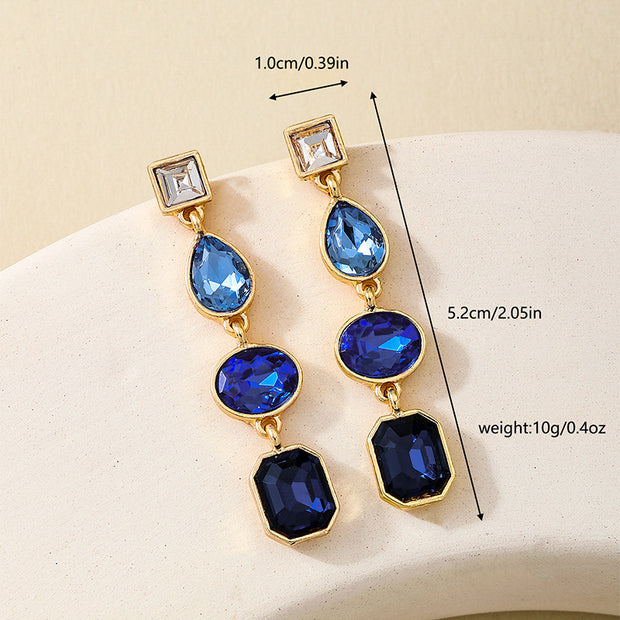 European And American Metal Color Rhinestone Ear Studs Women