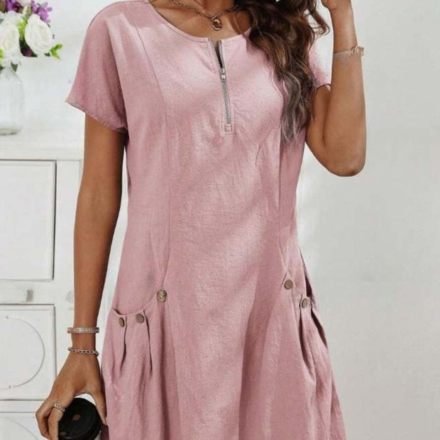 Best Selling Women's Clothes Summer Zipper Collar Dress