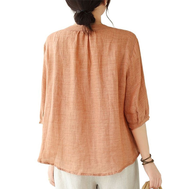 Short-sleeved T-shirt Summer New Belly Top High-end Linen